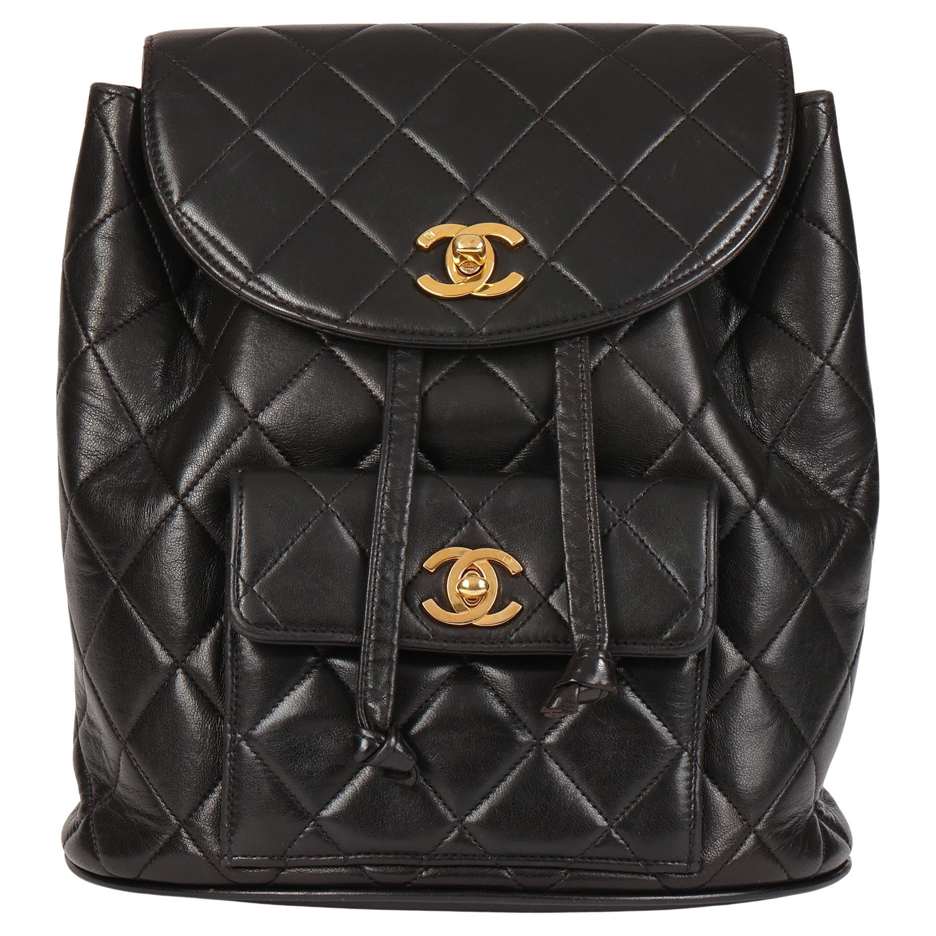 CHANEL Black Quilted Lambskin Vintage Classic Duma Backpack
