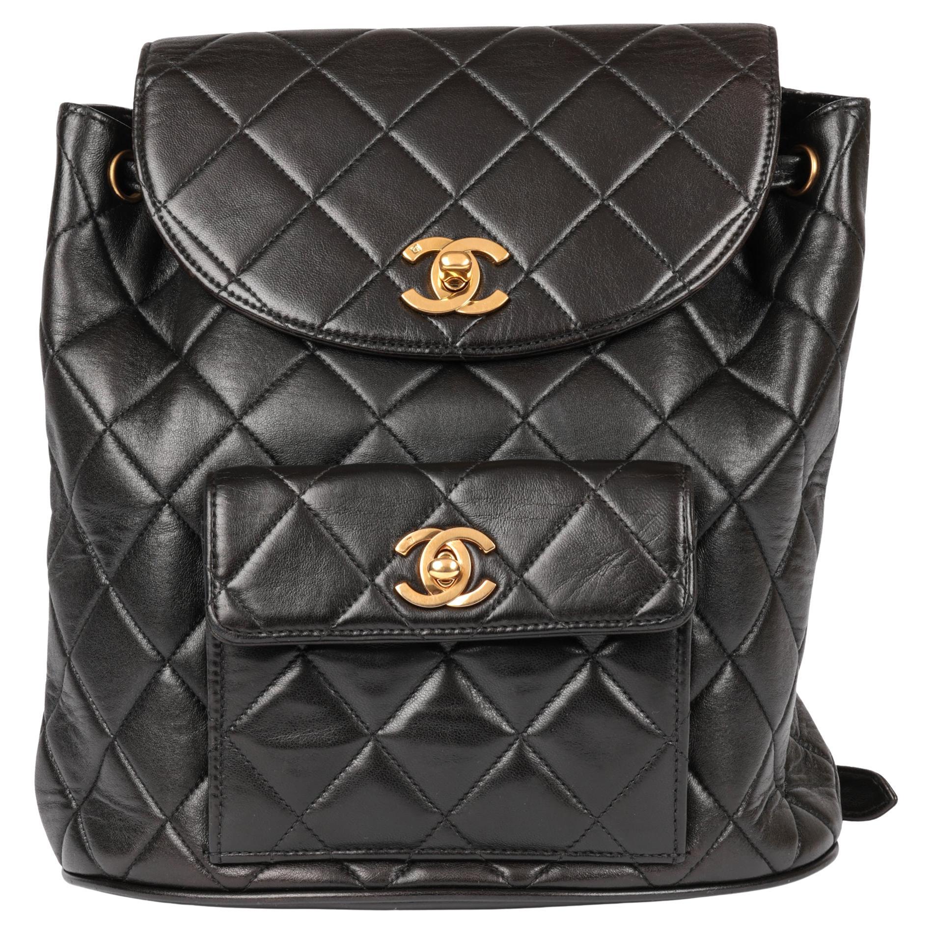 CHANEL Black Quilted Lambskin Vintage Classic Duma Backpack For Sale