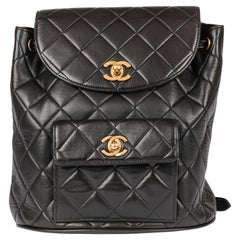 CHANEL Black Quilted Lambskin Retro Classic Duma Backpack