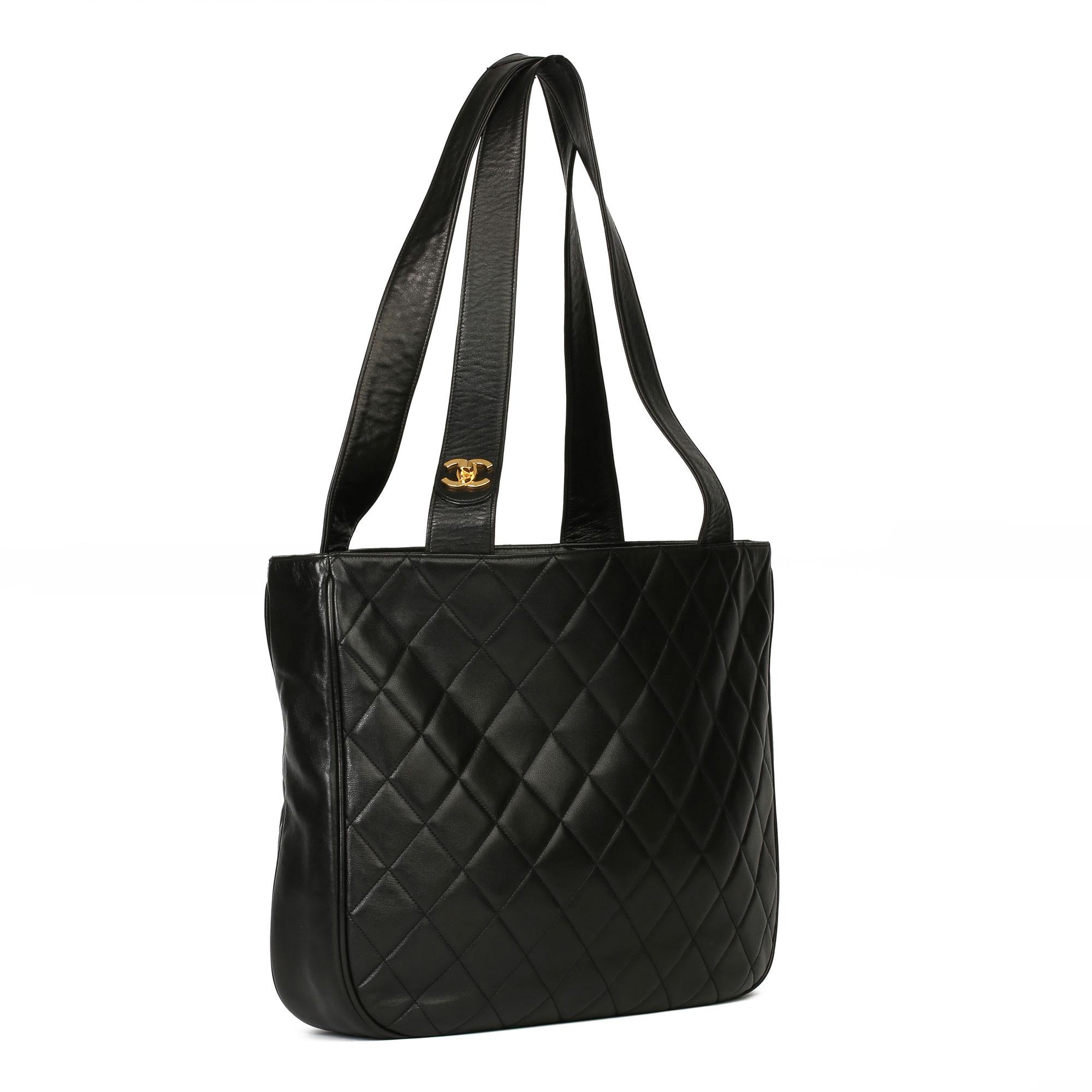 CHANEL
 Black Quilted Lambskin Vintage Classic Shoulder Tote

Xupes Reference: HB3917
Serial Number: 3666797
Age (Circa): 1996
Accompanied By: Authenticity Card
Authenticity Details: Authenticity Card, Serial Sticker (Made in Italy) 
Gender: