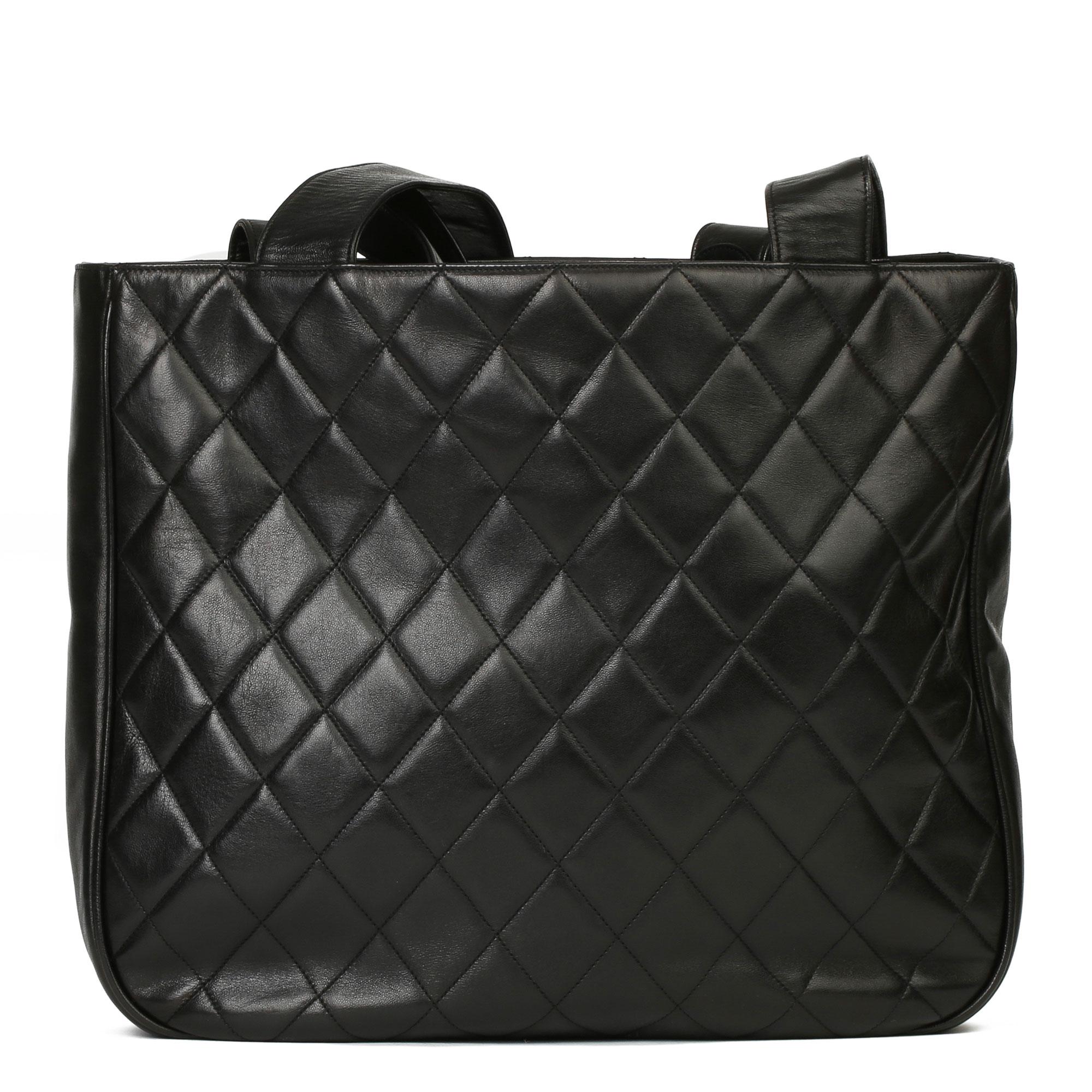 Chanel Black Quilted Lambskin Vintage Classic Shoulder Tote 1