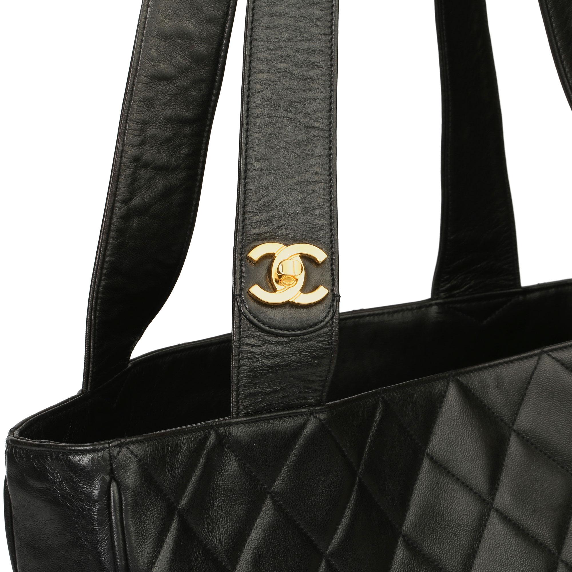 Chanel Black Quilted Lambskin Vintage Classic Shoulder Tote 3