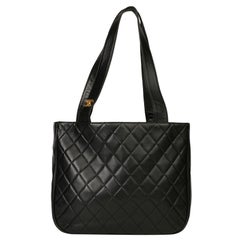 Chanel Black Quilted Lambskin Vintage Classic Shoulder Tote