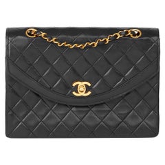 Chanel Black Quilted Lambskin Vintage Classic Single Flap Bag 