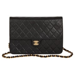 CHANEL Black Quilted Lambskin Vintage Classic Single Flap Bag