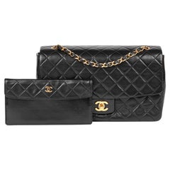CHANEL Black Quilted Lambskin Vintage Classic Single Flap Bag with Wallet