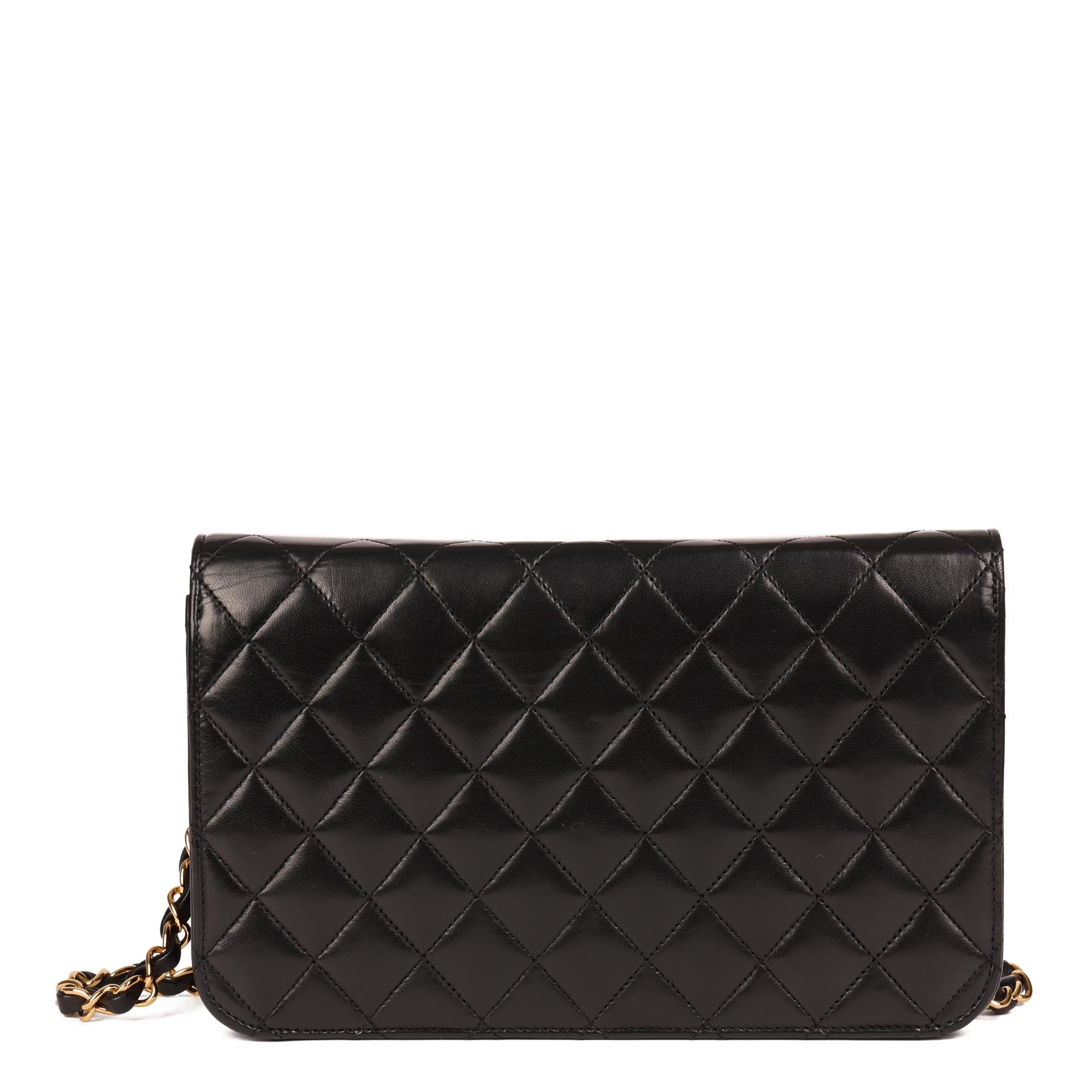 Chanel Black Quilted Lambskin Vintage Classic Single Full Flap Bag For ...