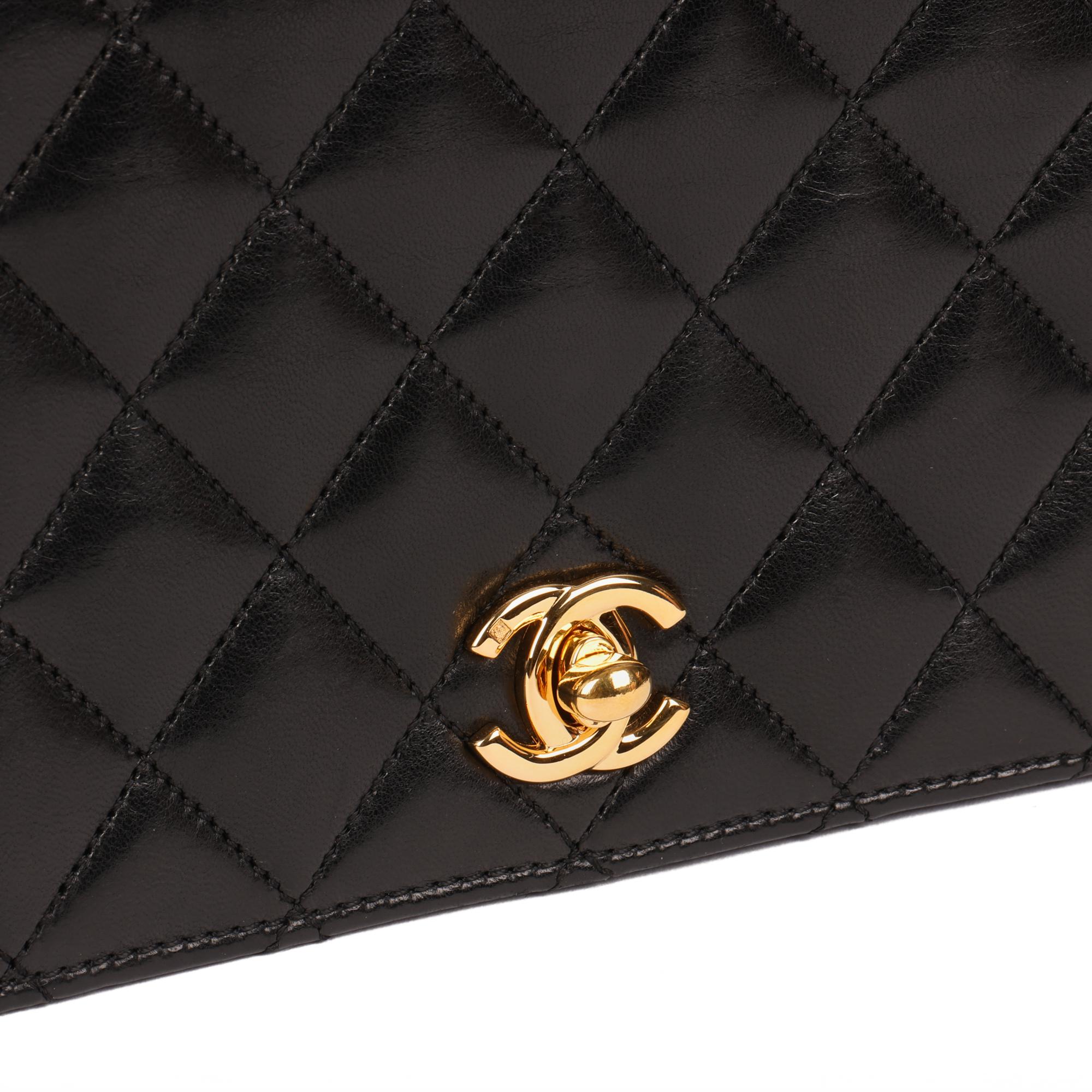 Women's or Men's Chanel Black Quilted Lambskin Vintage Classic Single Full Flap Bag 