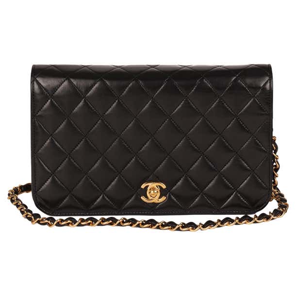 Chanel Black Quilted Lambskin Vintage Classic Single Full Flap Bag at ...