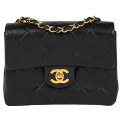 Chanel Black Quilted Lambskin Retro Classic Square Mini Flap Bag