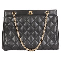 CHANEL Black Quilted Lambskin Vintage Classic Tote CHANEL Black Quilted Lambskin Vintage Classic Tote