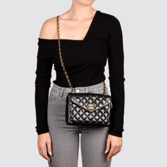 Chanel 1988 Vintage Black Quilted Lambskin Mini Flap Bag with Crystals