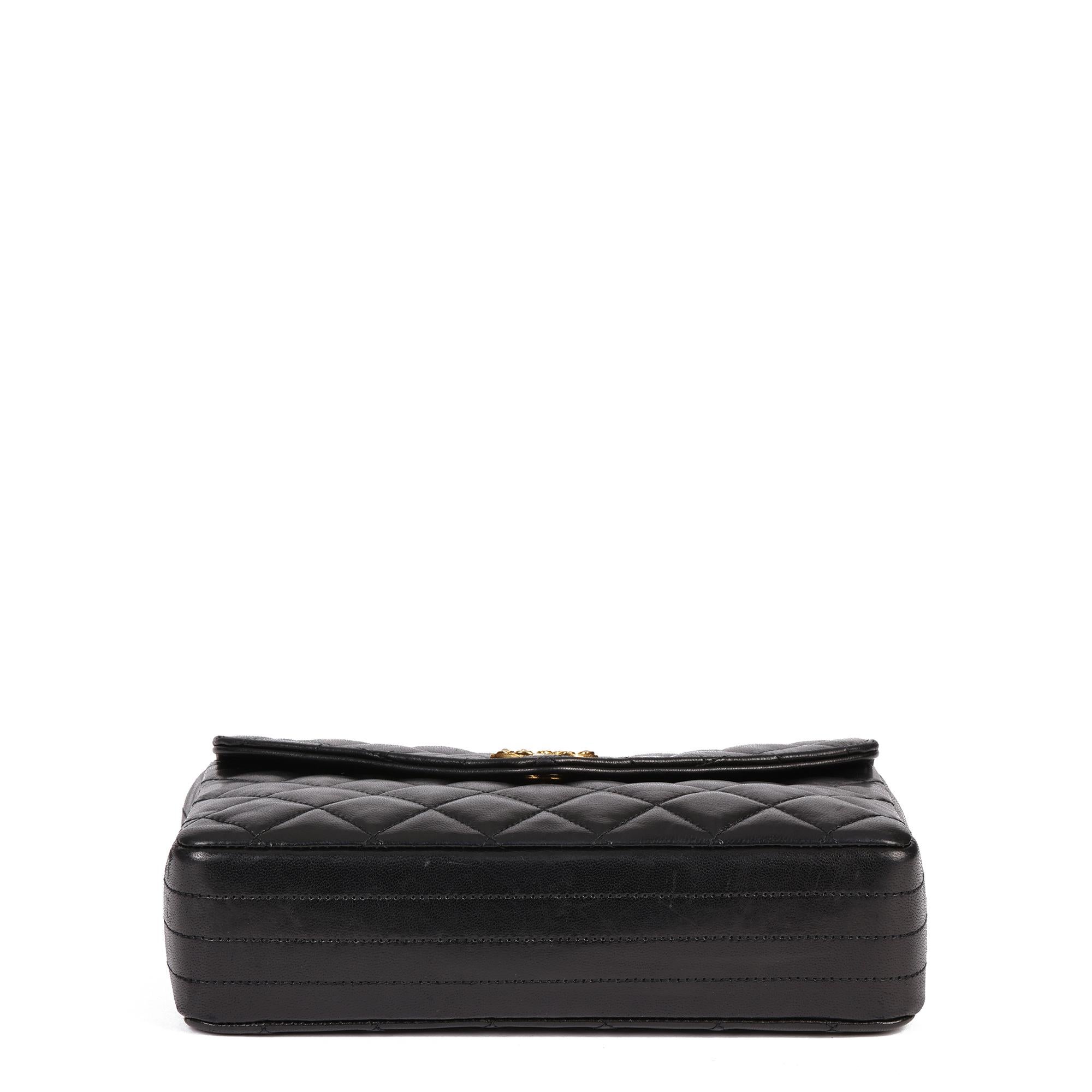 CHANEL Black Quilted Lambskin Vintage Crystal Embellished Mini Flap Bag For Sale 2