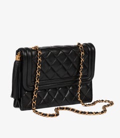 Chanel Black Quilted Lambskin Vintage Fringe Small Timeless Single Flap Bag