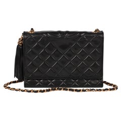 Chanel Black Quilted Lambskin Vintage Fringe Small Timeless Single Flap Bag