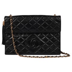 Chanel Black Quilted Lambskin Vintage Fringe Timeless Single Flap Bag