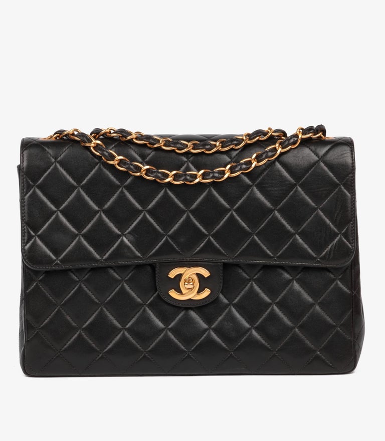 Chanel Black Quilted Lambskin Vintage Jumbo Classic Single Flap