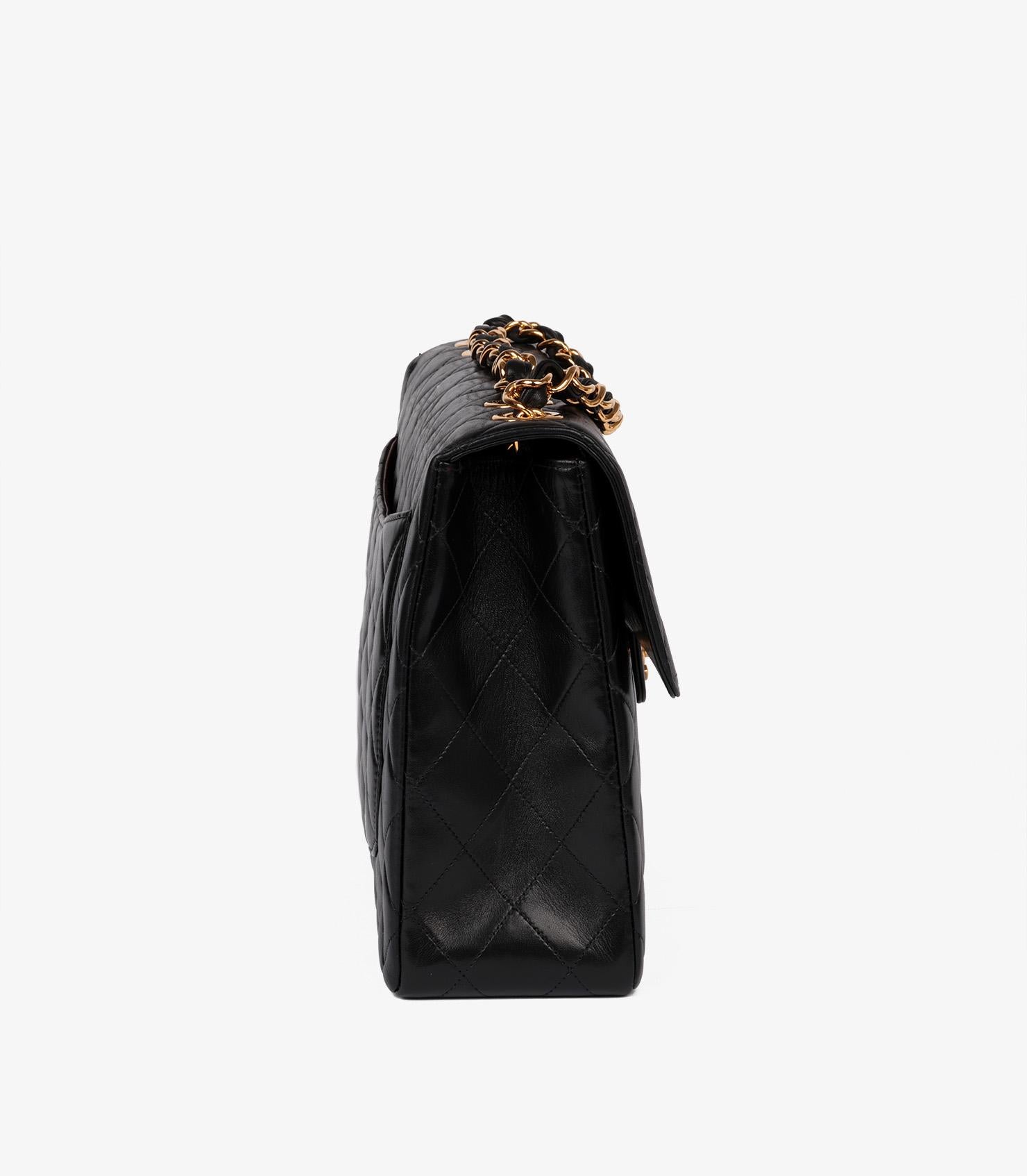 Chanel Black Quilted Lambskin Vintage Jumbo Classic Single Flap Bag In Excellent Condition In Bishop's Stortford, Hertfordshire
