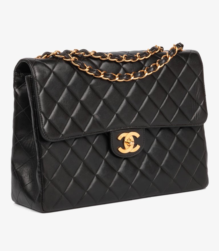Chanel Black Quilted Lambskin Vintage Jumbo Classic Single Flap
