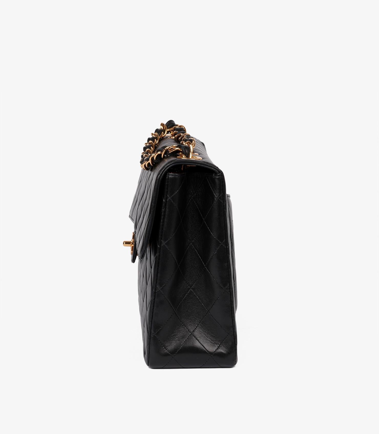 Women's or Men's Chanel Black Quilted Lambskin Vintage Jumbo Classic Single Flap Bag