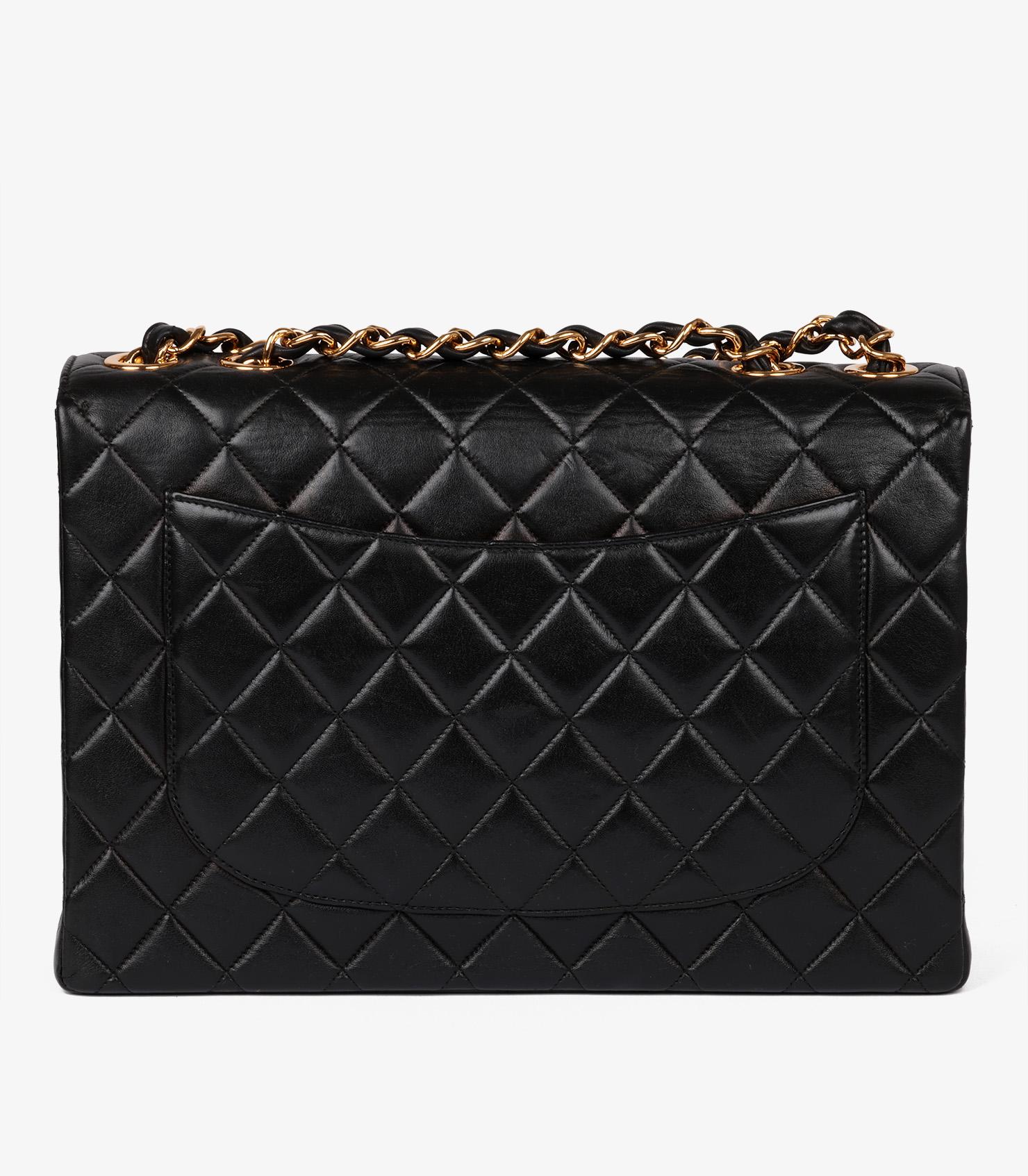 Chanel Black Quilted Lambskin Vintage Jumbo Classic Single Flap Bag 1