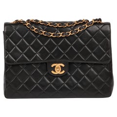 Chanel Black Quilted Lambskin Vintage Jumbo Classic Single Flap Bag