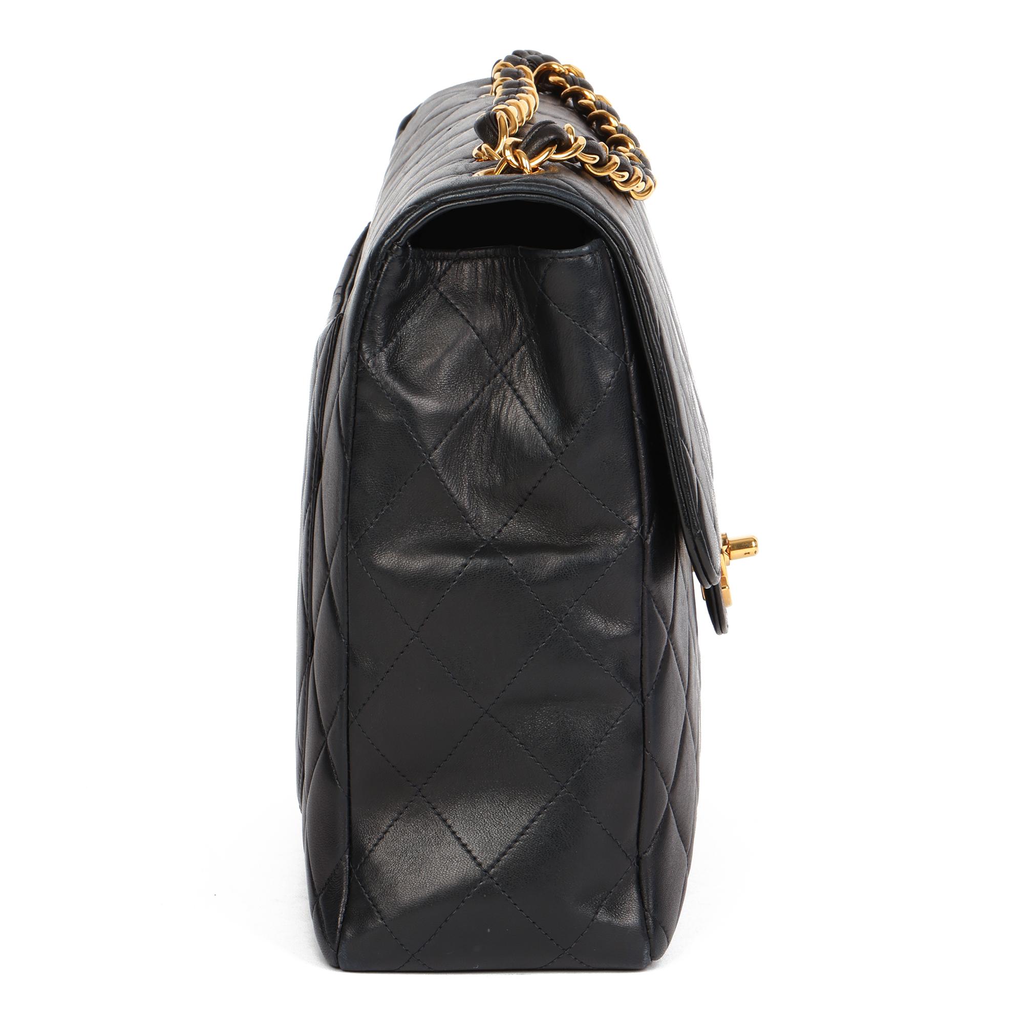 Chanel Black Quilted Lambskin Vintage Jumbo XL Classic Single Flap Bag 5