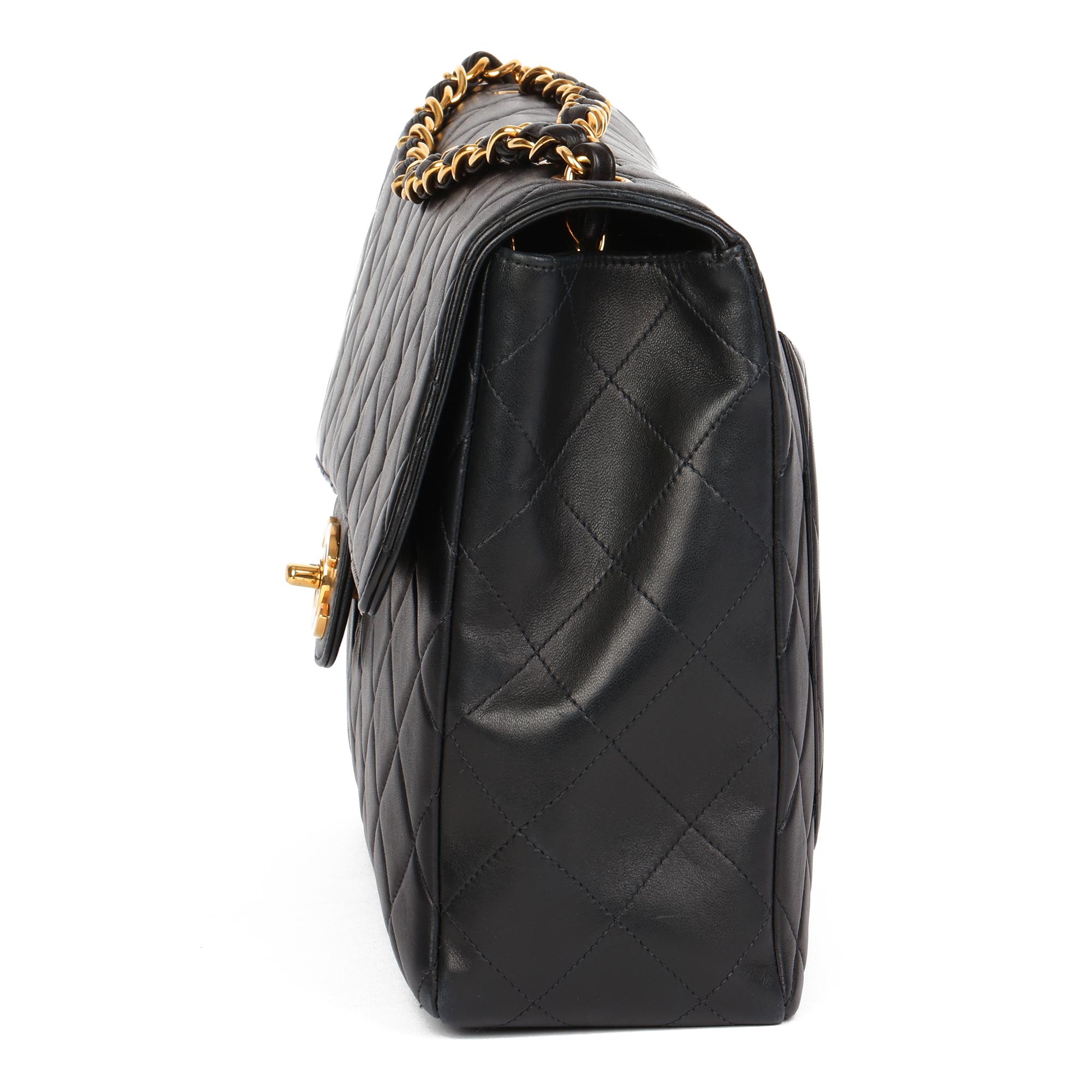 Chanel Black Quilted Lambskin Vintage Jumbo XL Classic Single Flap Bag 6