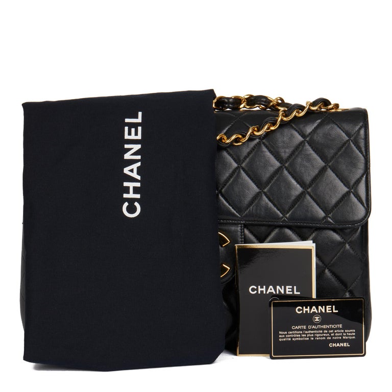 CHANEL Black Quilted Lambskin Vintage Jumbo XL Classic Single Flap Bag at  1stDibs