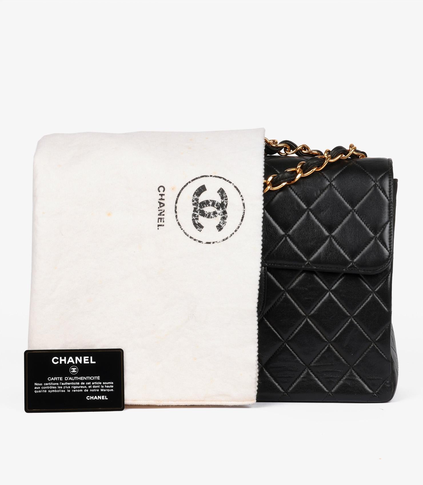 Chanel Black Quilted Lambskin Vintage Jumbo XL Classic Single Flap Bag For Sale 8
