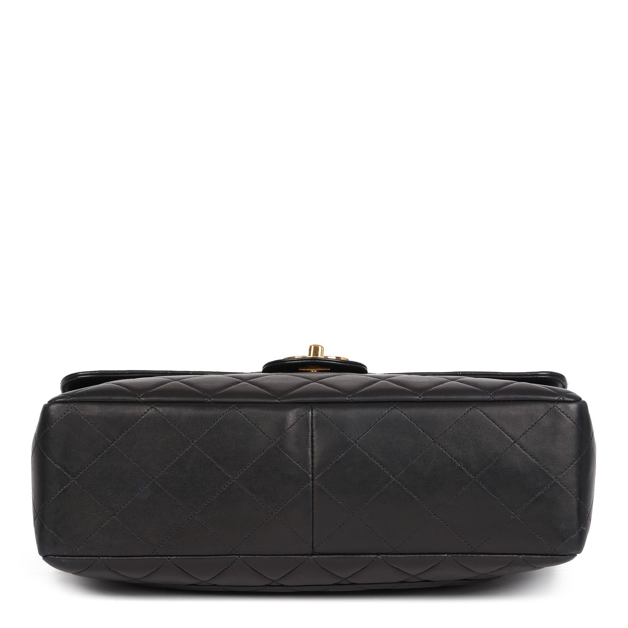 Chanel Black Quilted Lambskin Vintage Jumbo XL Classic Single Flap Bag 8