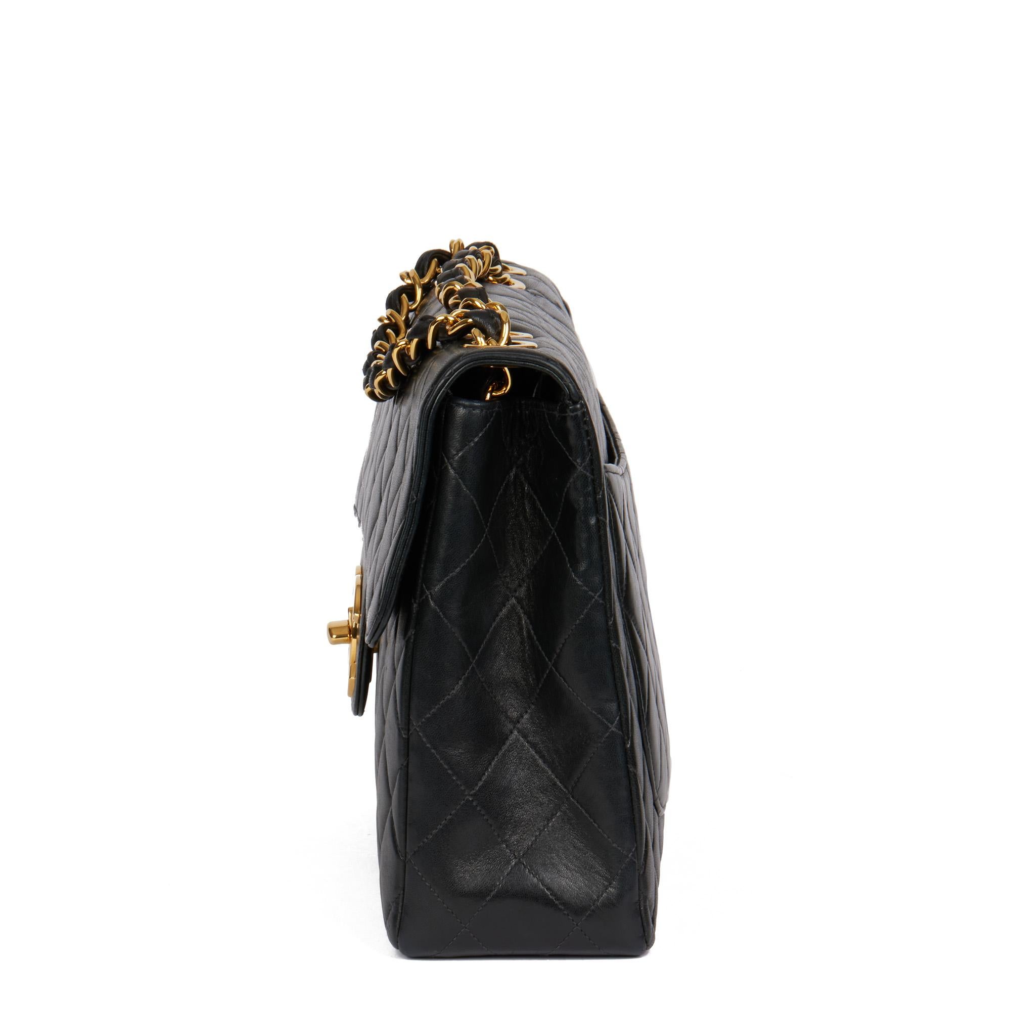 Women's CHANEL Black Quilted Lambskin Vintage Jumbo XL Classic Single Flap Bag