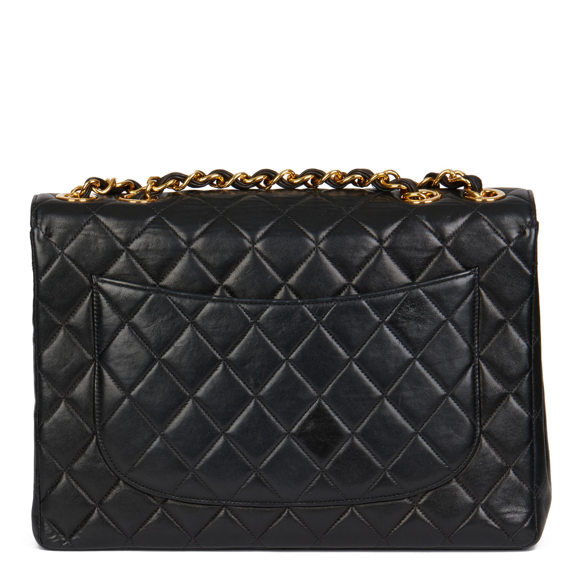 Women's CHANEL Black Quilted Lambskin Vintage Jumbo XL Classic Single Flap Bag