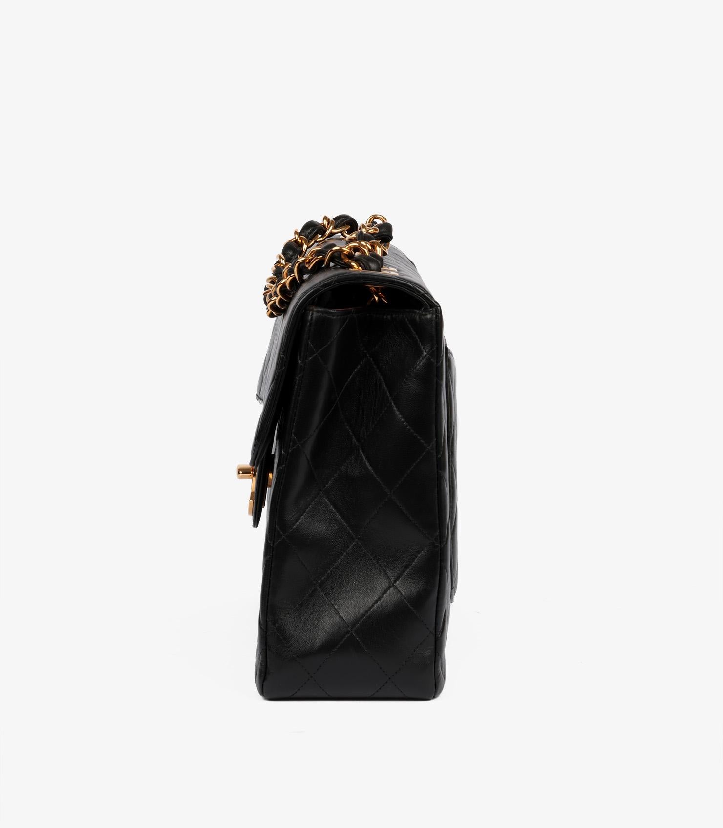 Chanel Black Quilted Lambskin Vintage Jumbo XL Classic Single Flap Bag For Sale 1
