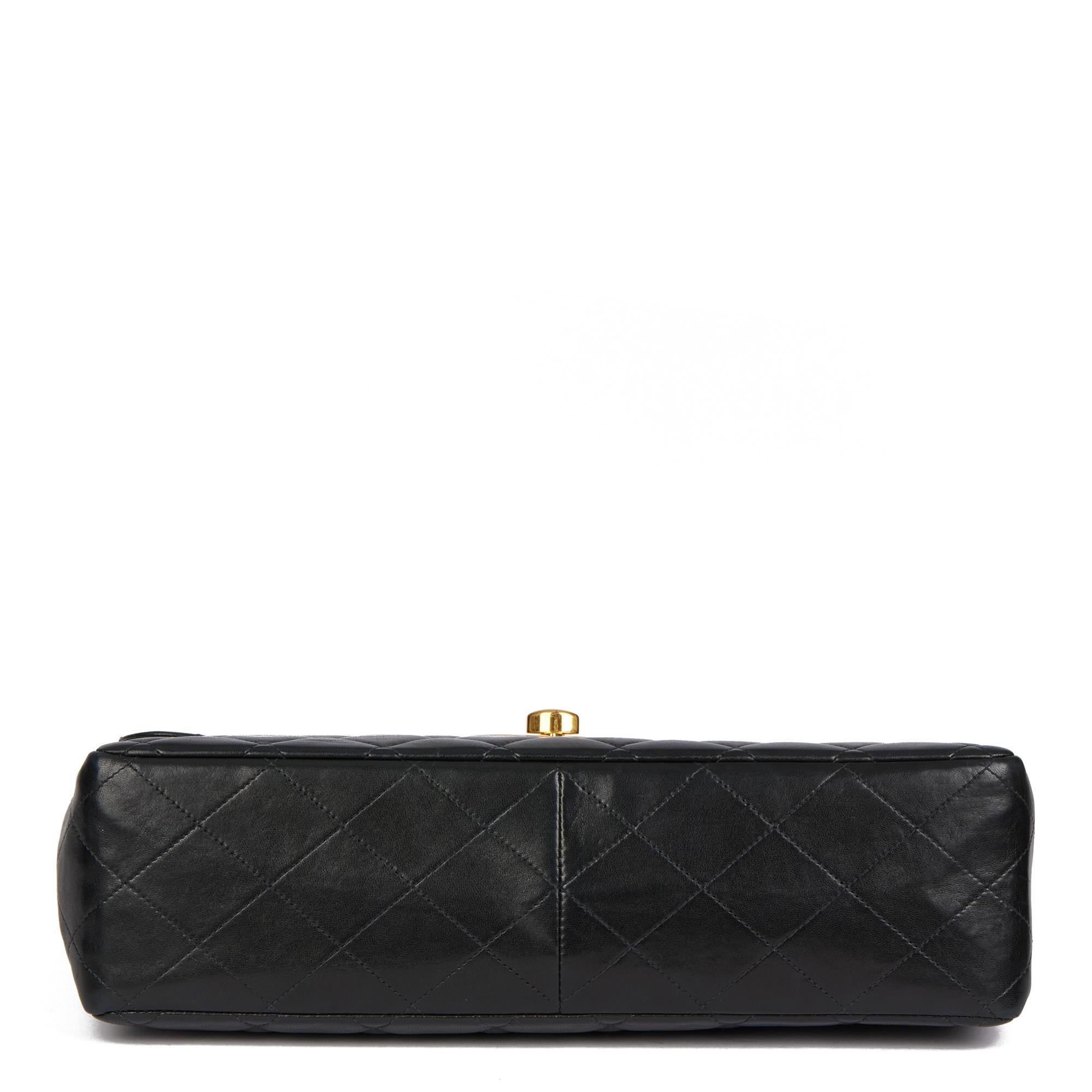 CHANEL Black Quilted Lambskin Vintage Jumbo XL Classic Single Flap Bag 2