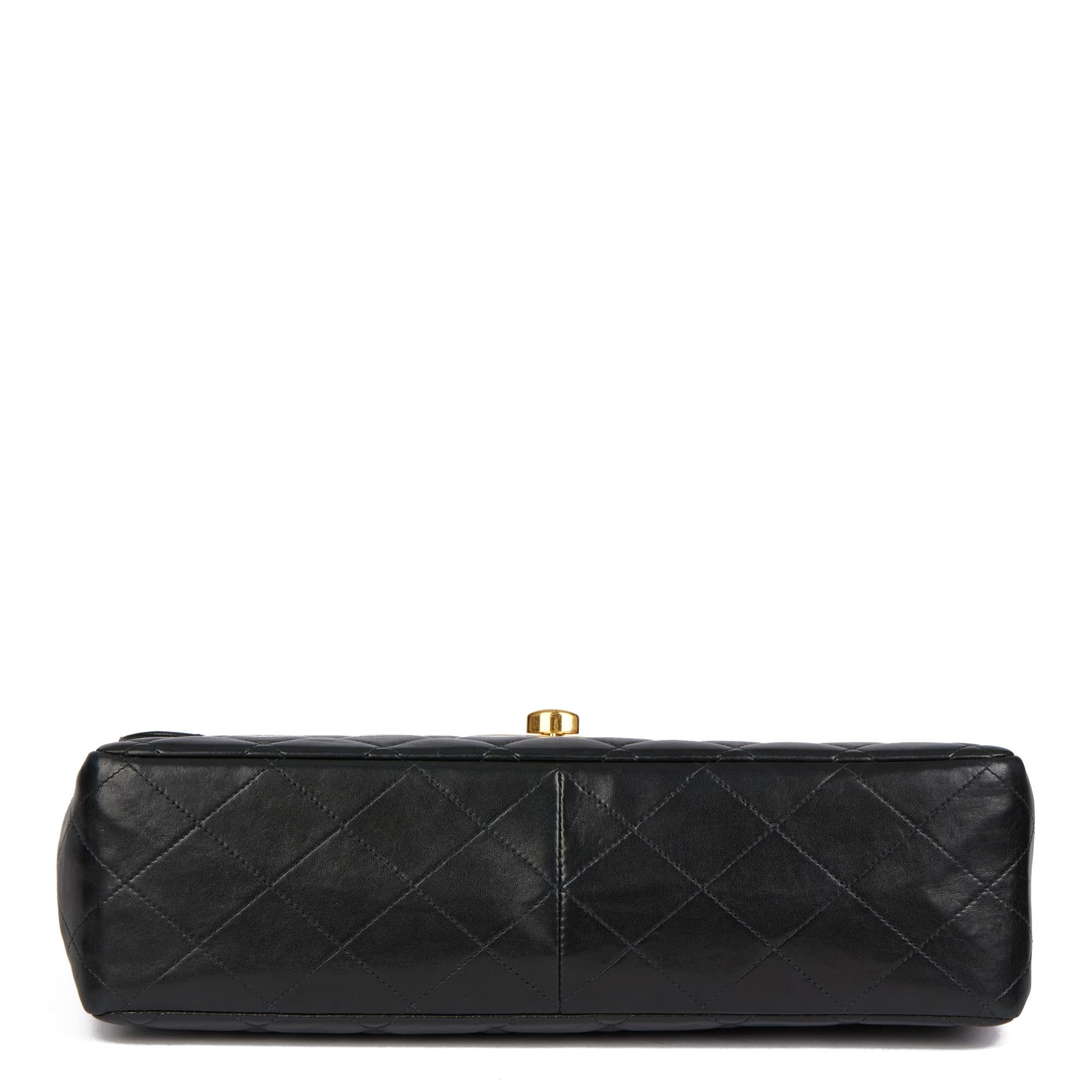 CHANEL Black Quilted Lambskin Vintage Jumbo XL Classic Single Flap Bag 1