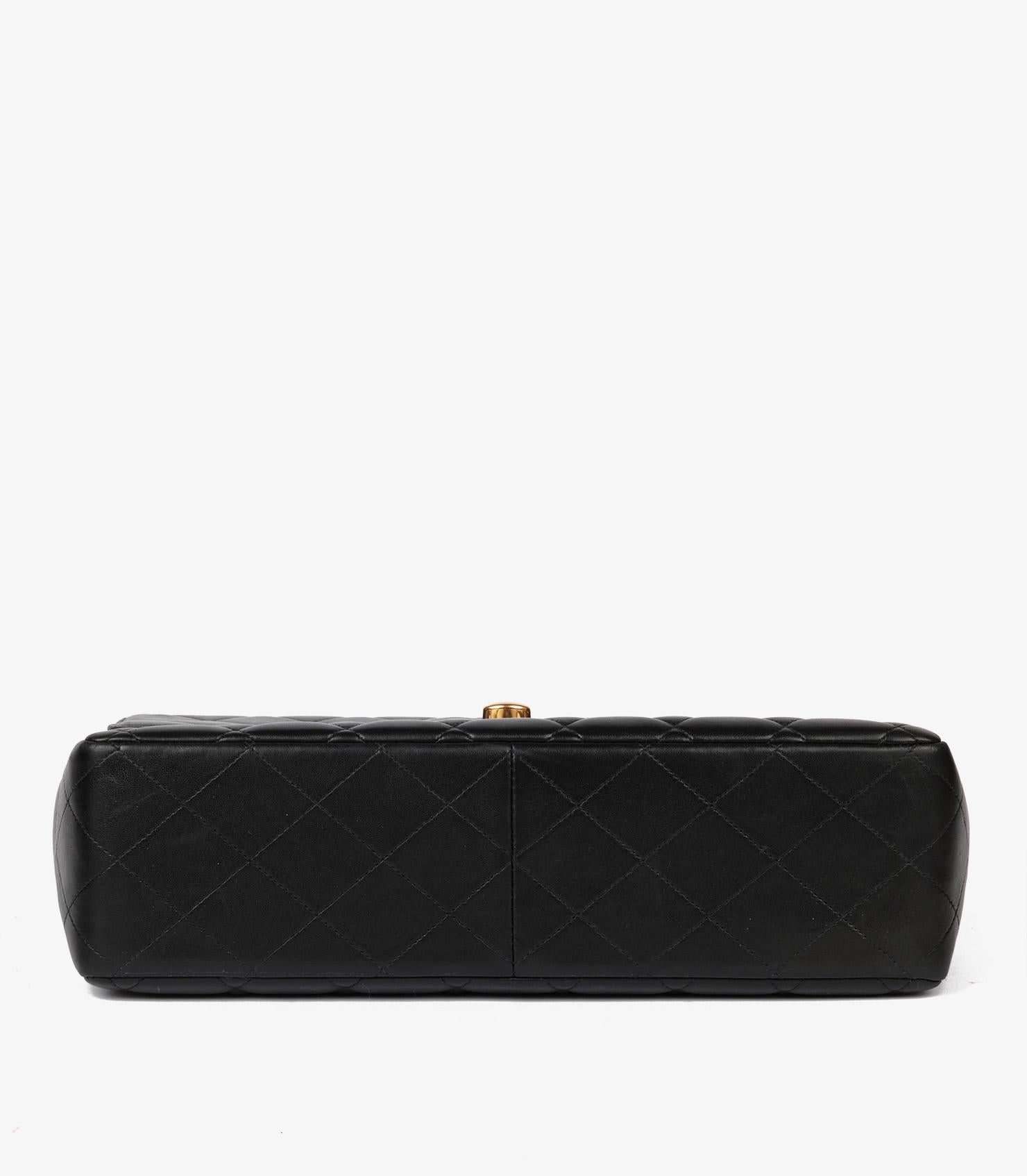 Chanel Black Quilted Lambskin Vintage Jumbo XL Classic Single Flap Bag For Sale 2