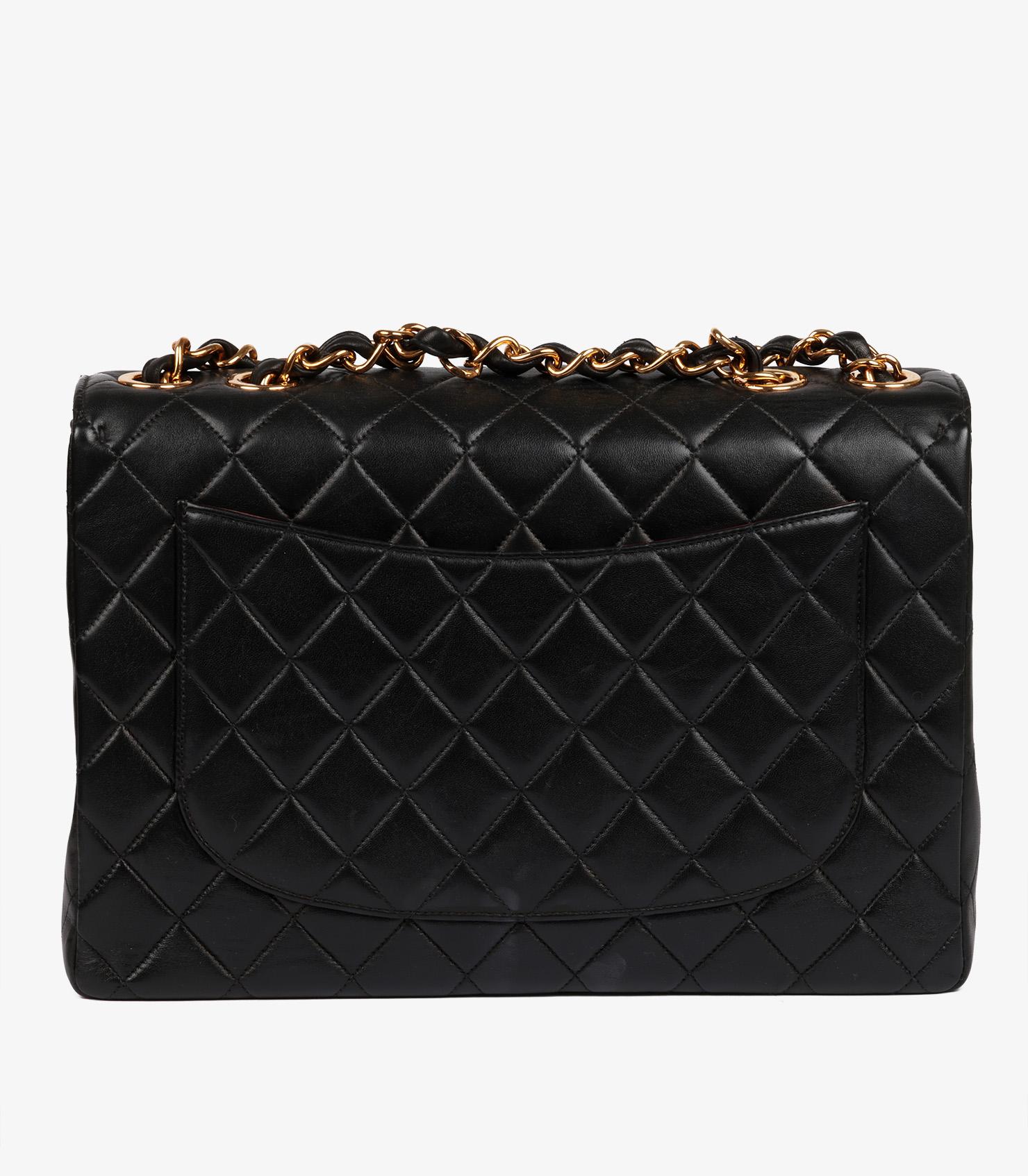 Chanel Black Quilted Lambskin Vintage Jumbo XL Classic Single Flap Bag en venta 1