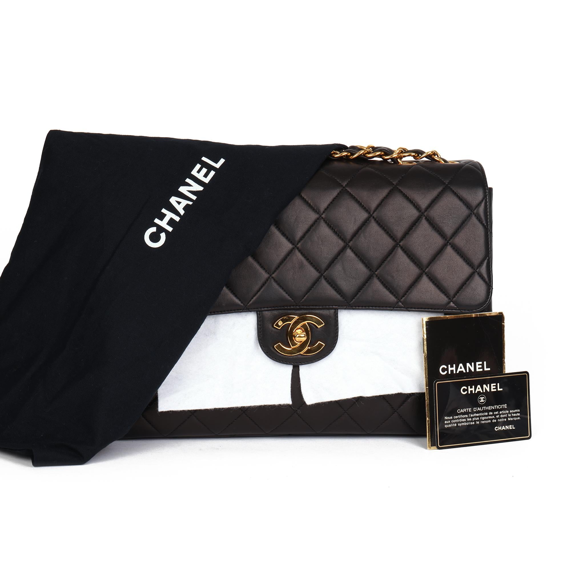 Chanel Black Quilted Lambskin Vintage Jumbo XL Classic Single Flap Bag 2