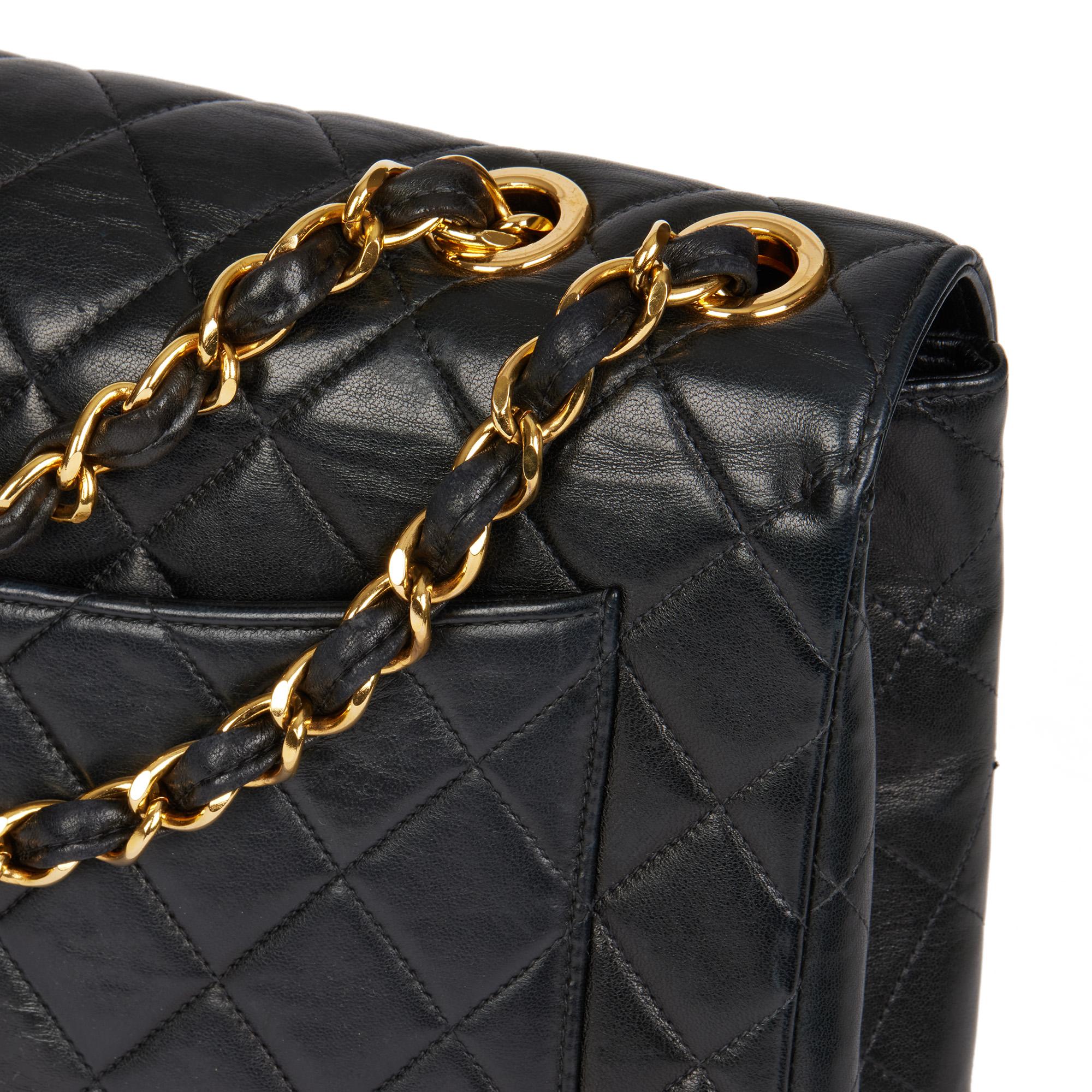CHANEL Black Quilted Lambskin Vintage Jumbo XL Classic Single Flap Bag 3