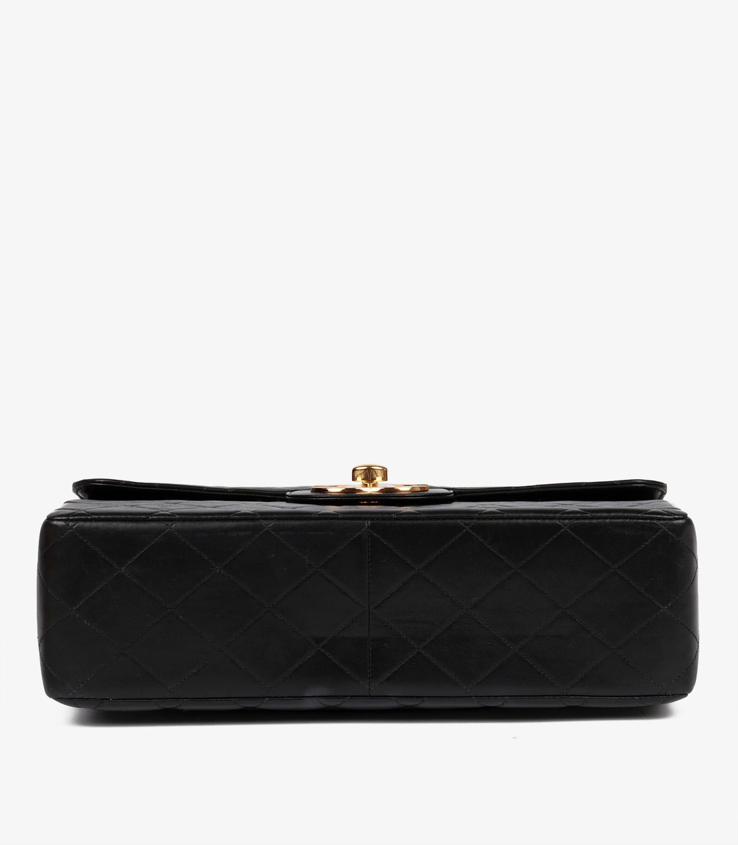 Chanel Black Quilted Lambskin Vintage Jumbo XL Classic Single Flap Bag For Sale 3