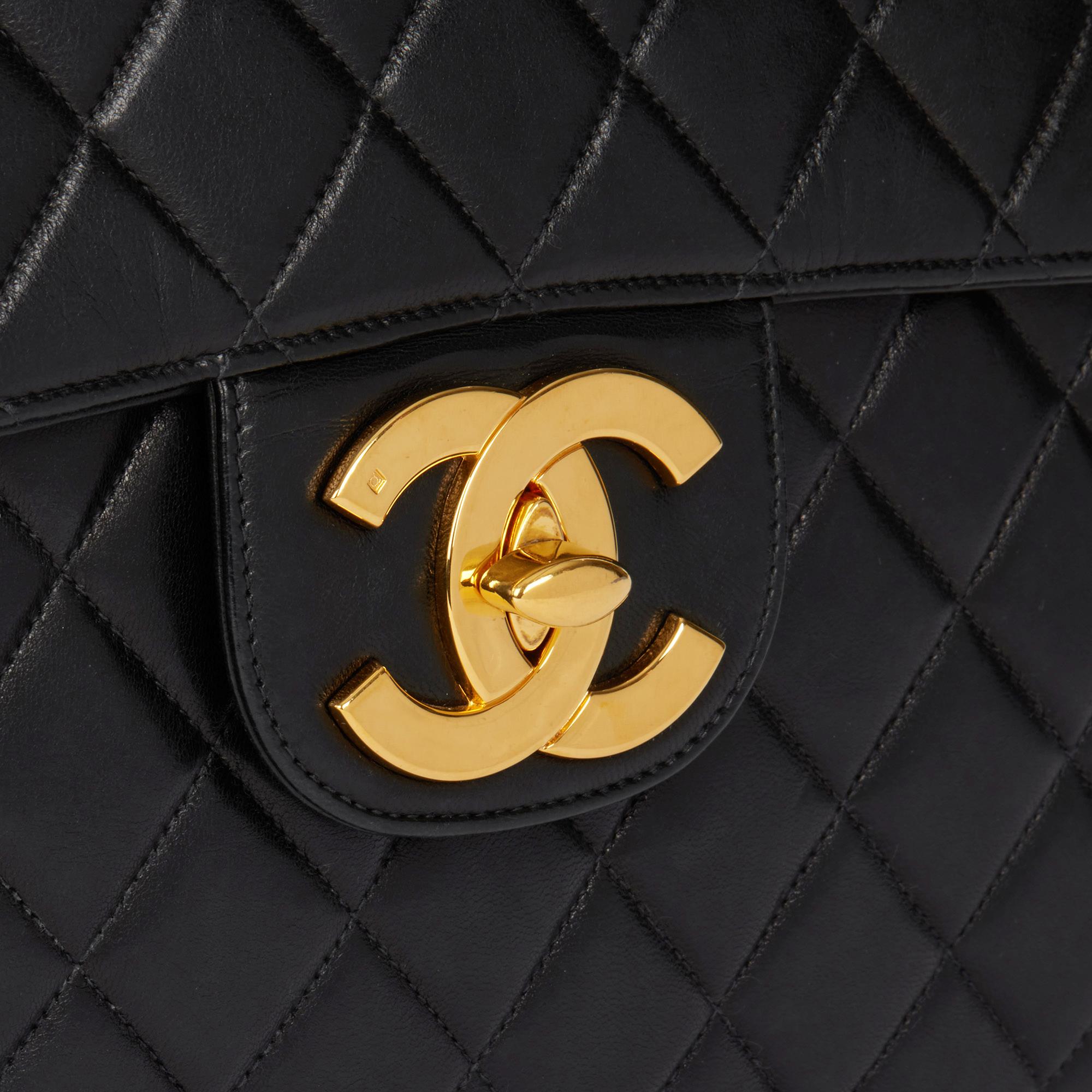 CHANEL Black Quilted Lambskin Vintage Jumbo XL Classic Single Flap Bag 3