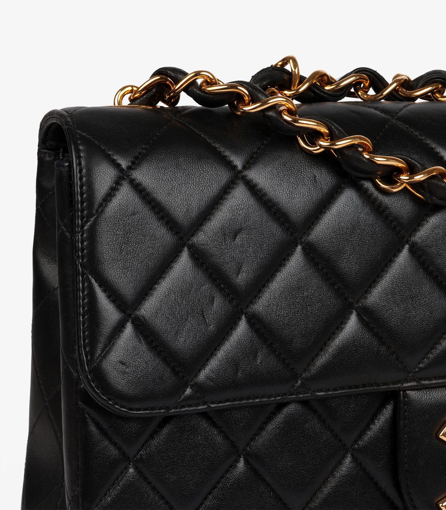 Chanel Black Quilted Lambskin Vintage Jumbo XL Classic Single Flap Bag For Sale 4