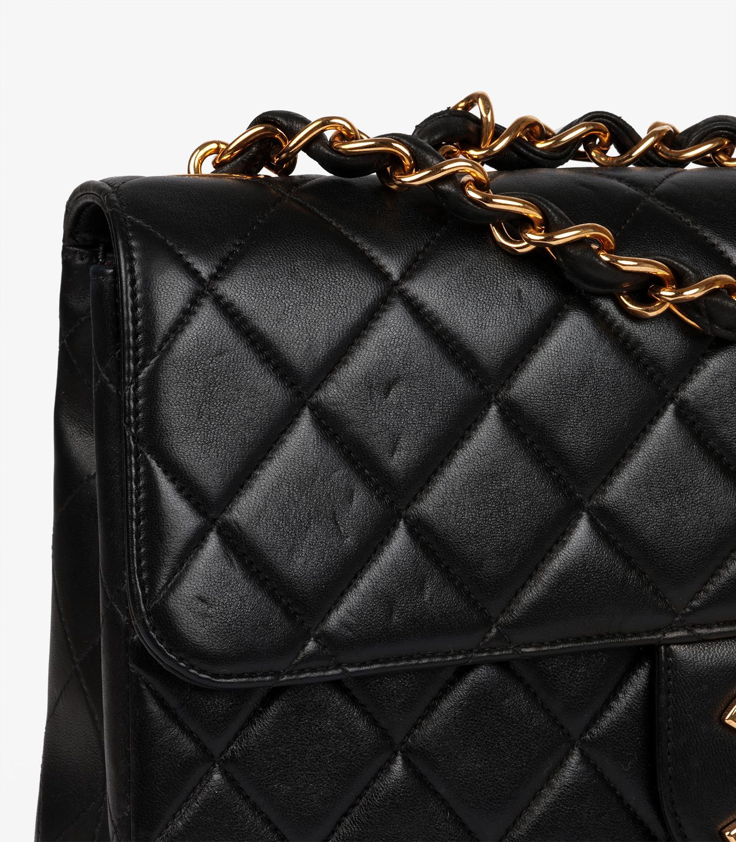 Chanel Black Quilted Lambskin Vintage Jumbo XL Classic Single Flap Bag en venta 3