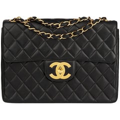 Chanel Black Quilted Lambskin Vintage Jumbo XL Flap Bag