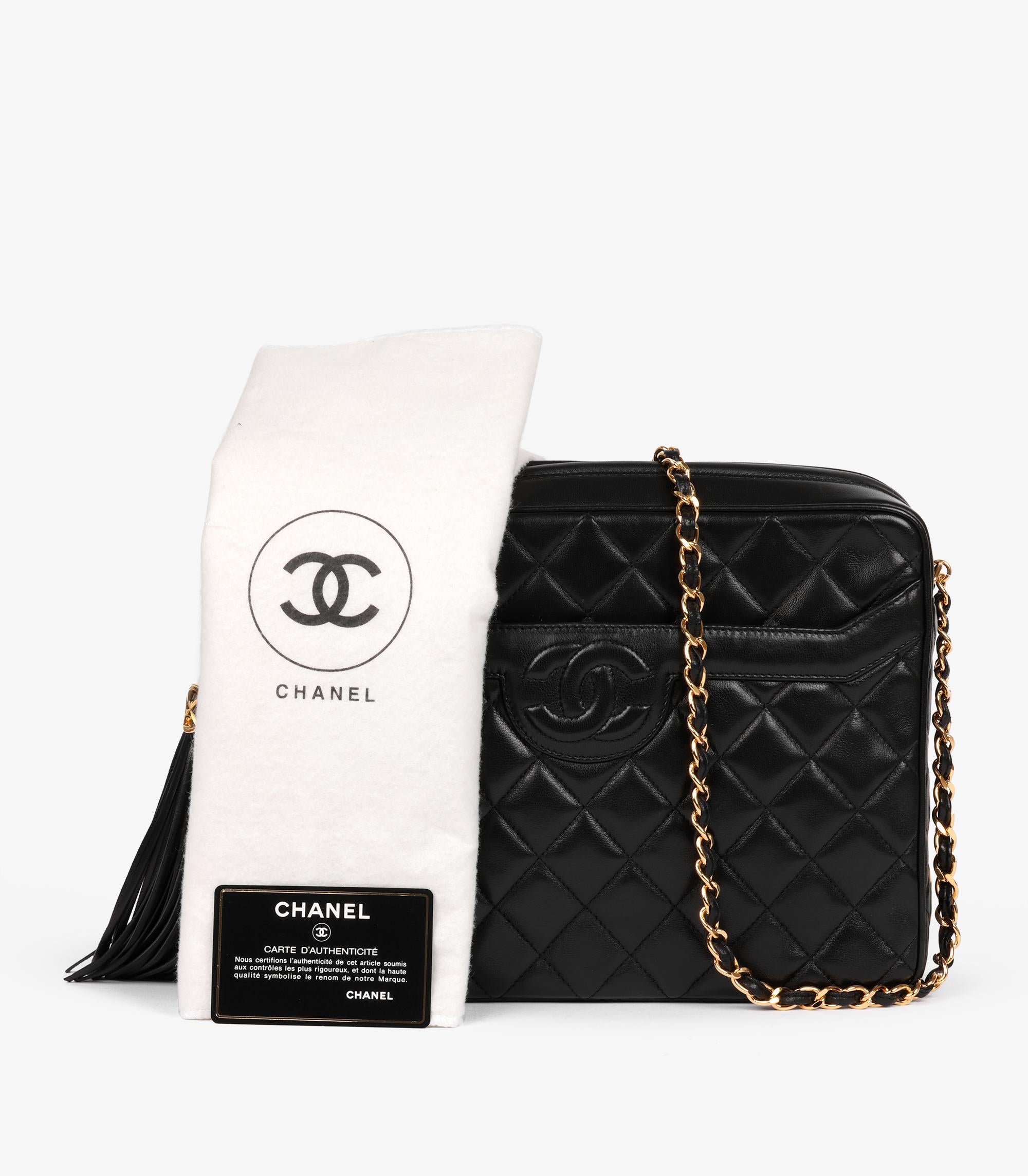 Chanel Black Quilted Lambskin Vintage Large Timeless Camera Bag For Sale 7