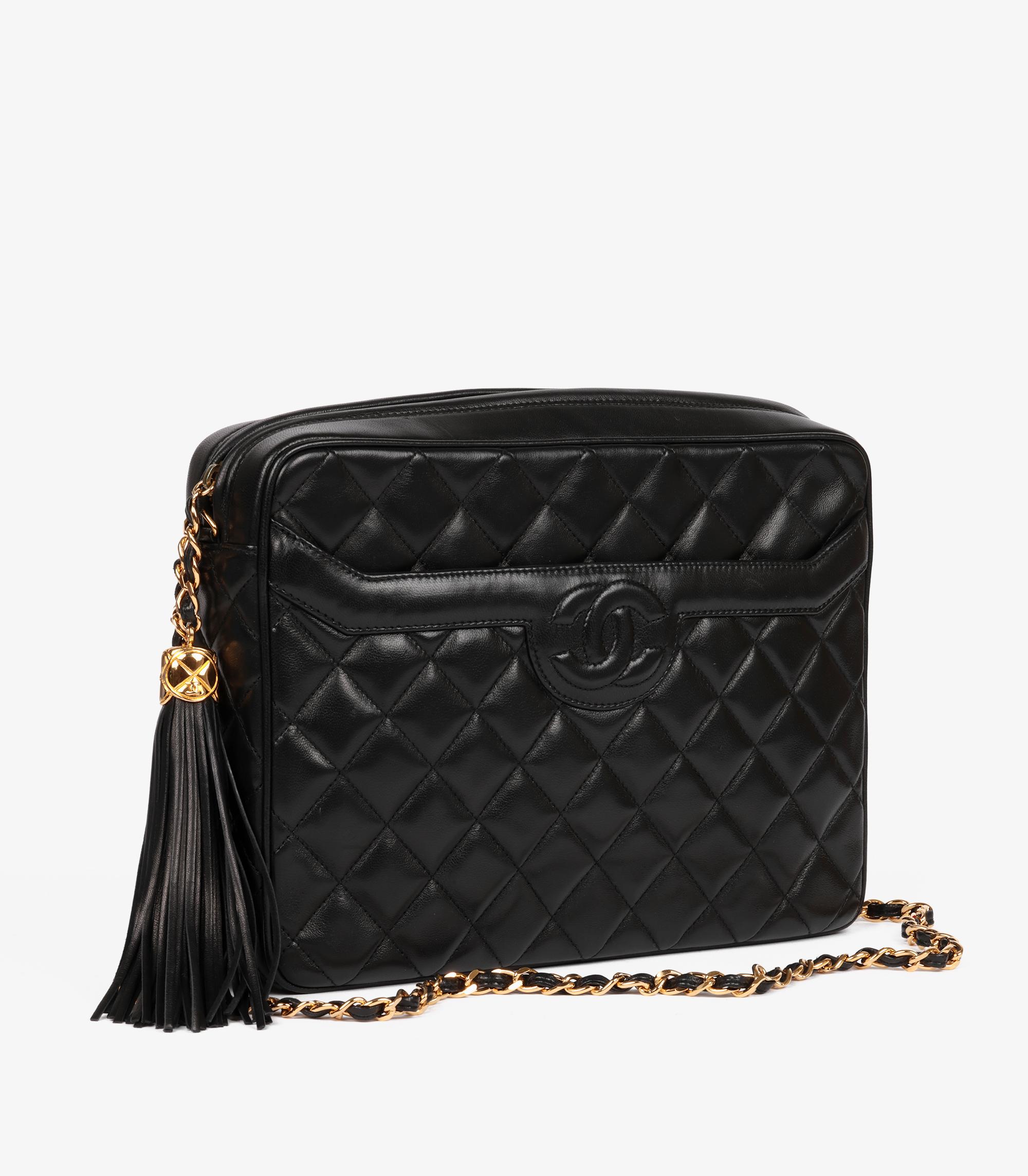 Chanel Black Quilted Lambskin Vintage Large Timeless Camera Bag In Excellent Condition For Sale In Bishop's Stortford, Hertfordshire