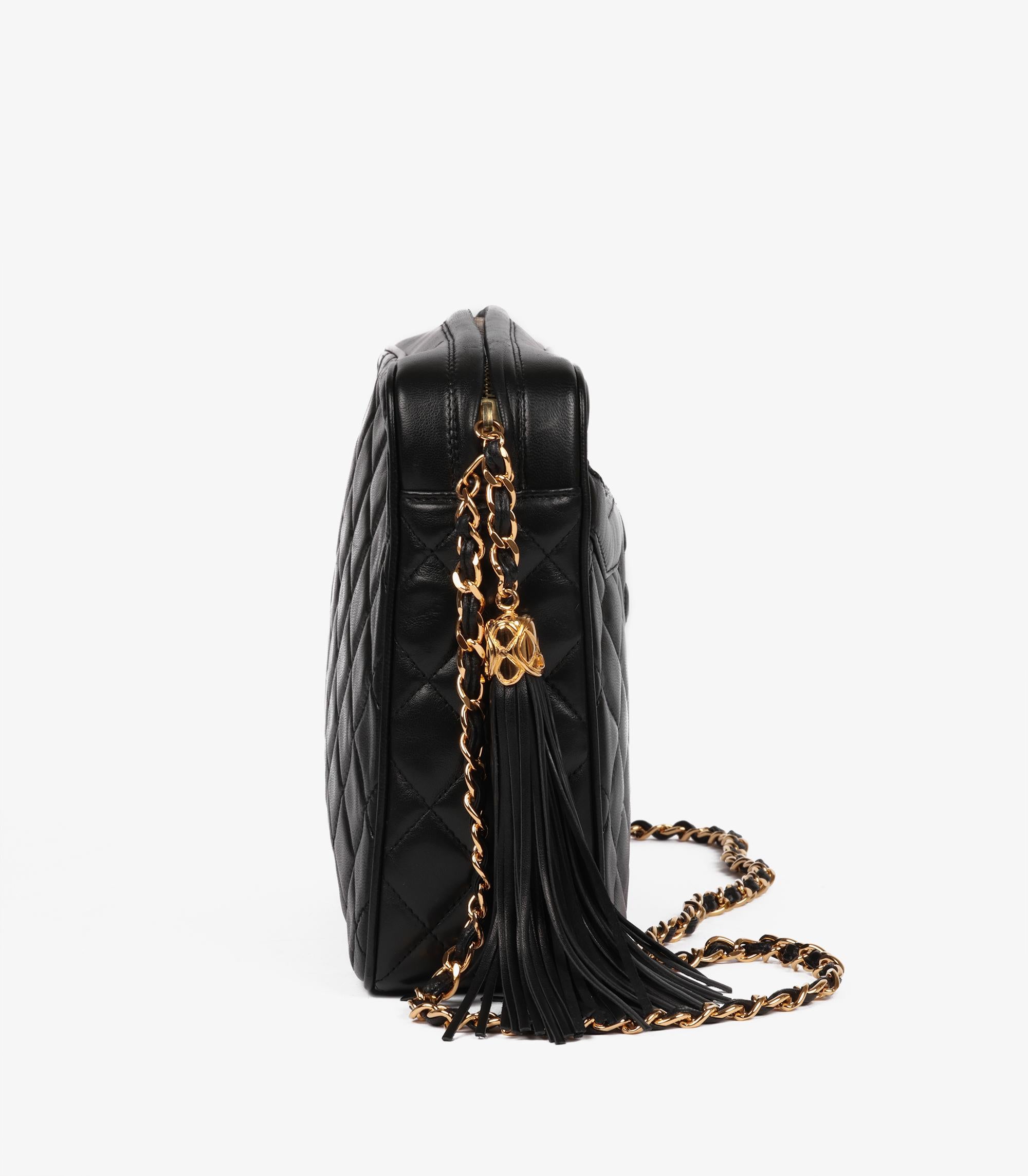 Women's or Men's Chanel Black Quilted Lambskin Vintage Large Timeless Camera Bag For Sale