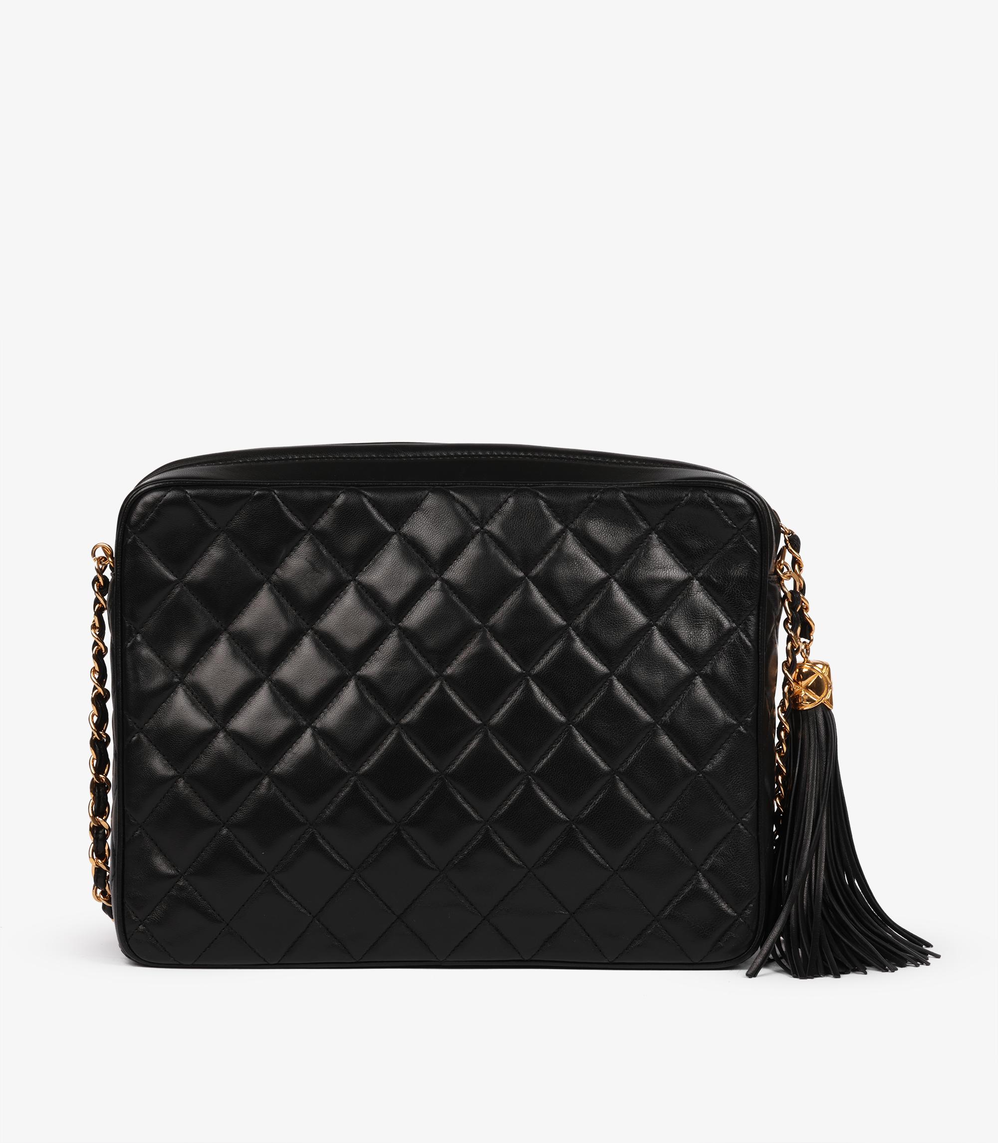 Chanel Black Quilted Lambskin Vintage Large Timeless Camera Bag For Sale 1