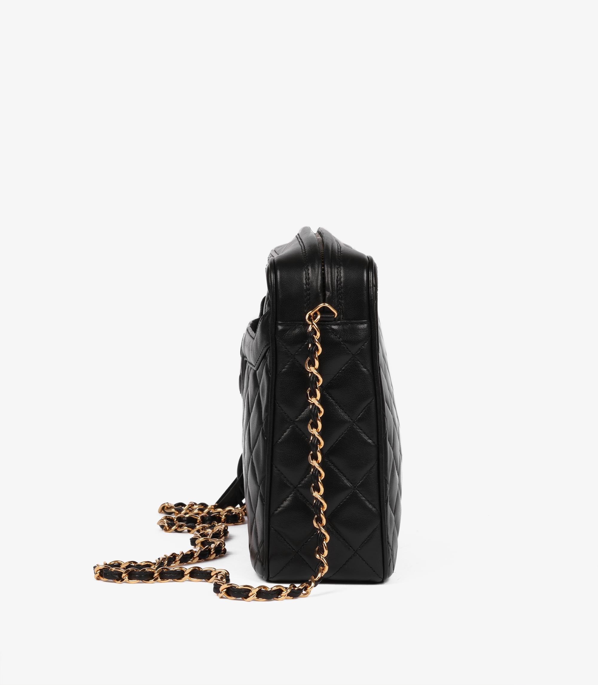 Chanel Black Quilted Lambskin Vintage Large Timeless Camera Bag For Sale 2